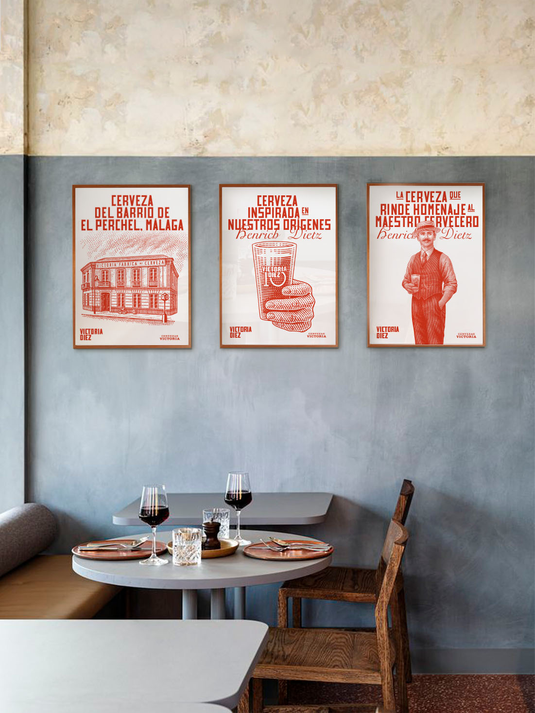 Serie de carteles enmarcados de Cervezas Victoria