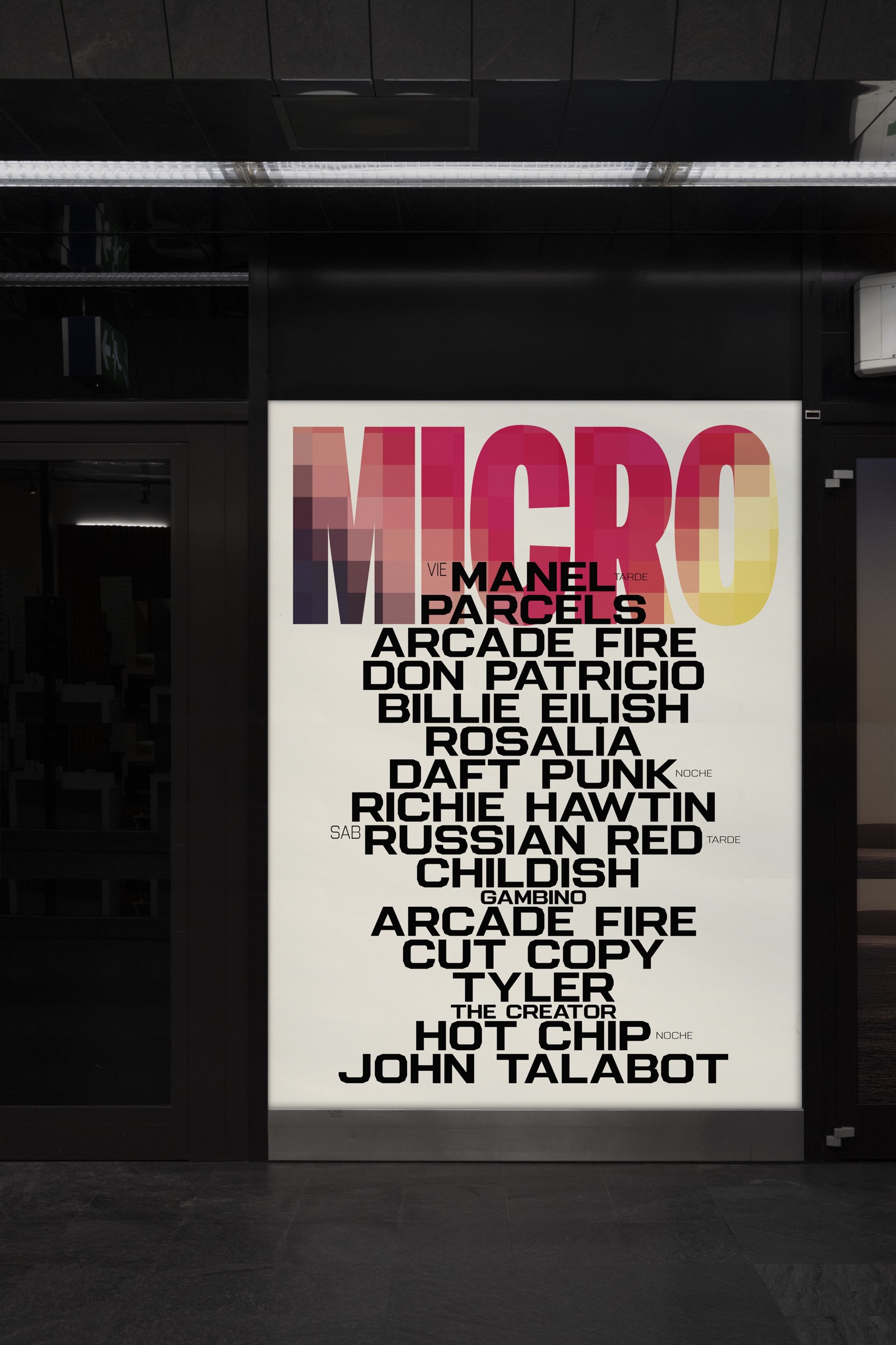 Aplicación del festival Micro en mockup de tienda