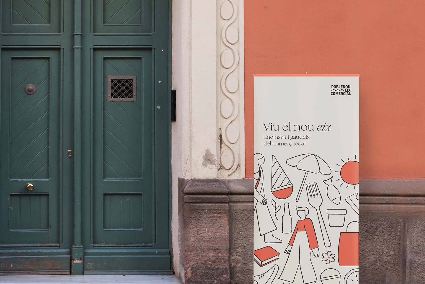 Mockups del sistema visual del Eix Comercial del Poblenou